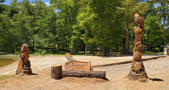 Lakeview Cottages & Marina Features Chainsaw Sculptures